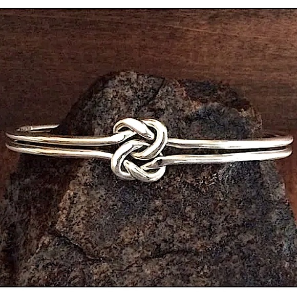 Knot Sterling Silver Bangle Cuff Bracelet - Picture 14 of 14